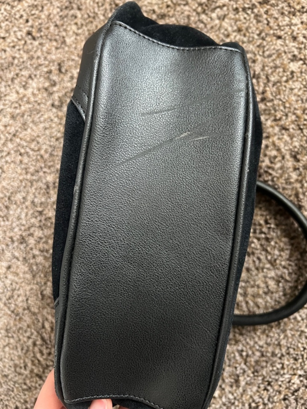 Juicy Couture Black Suede Shoulder Bag with White Logo - Picture 2 of 9